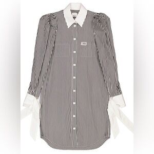 BURBERRY 
Black & White Striped Shirt Dress